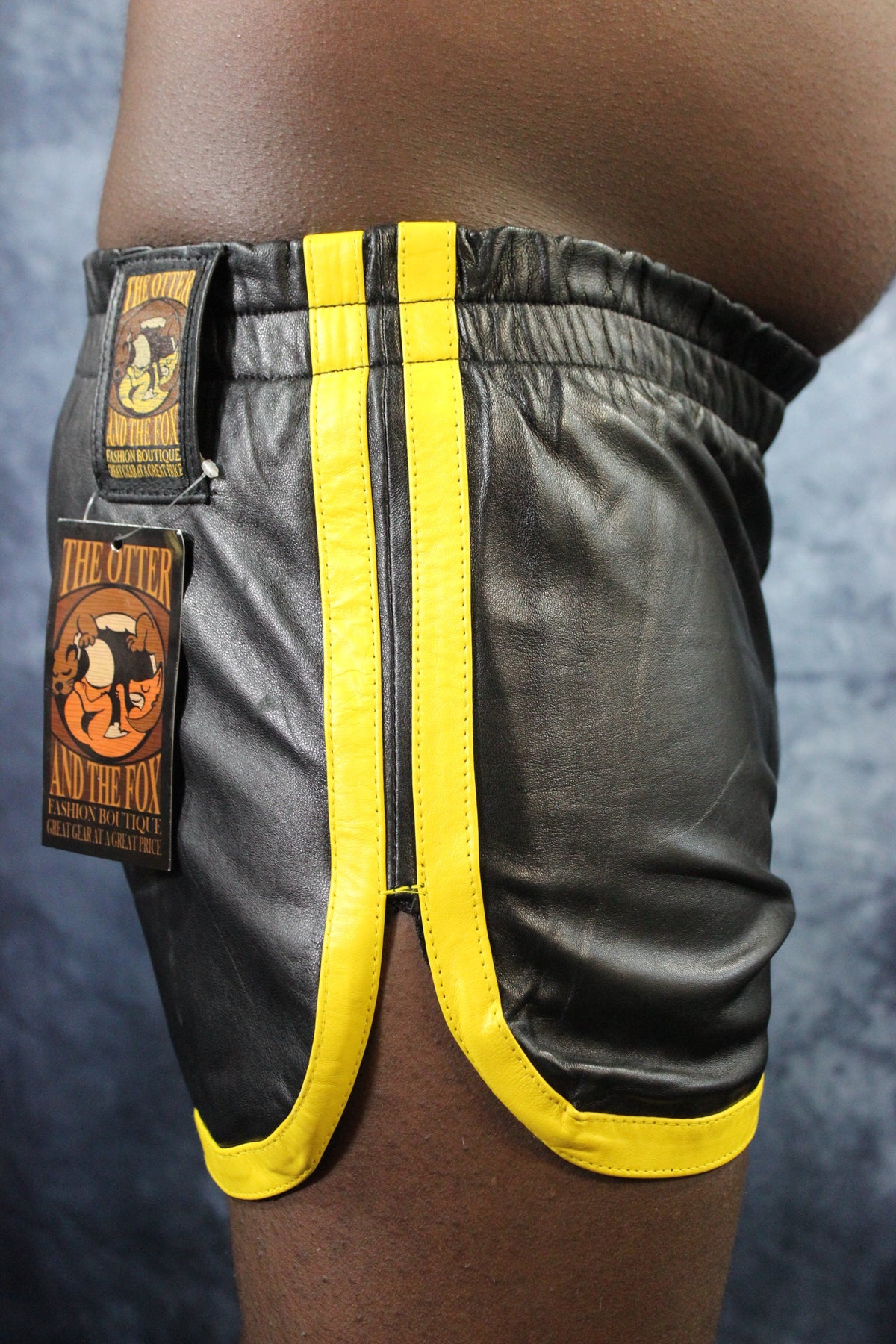 OnF Booty Shorts in Black with Yellow - view 3