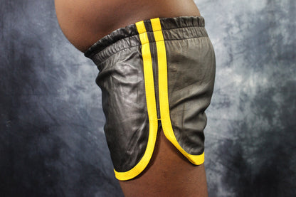 OnF Booty Shorts in Black with Yellow - view 11