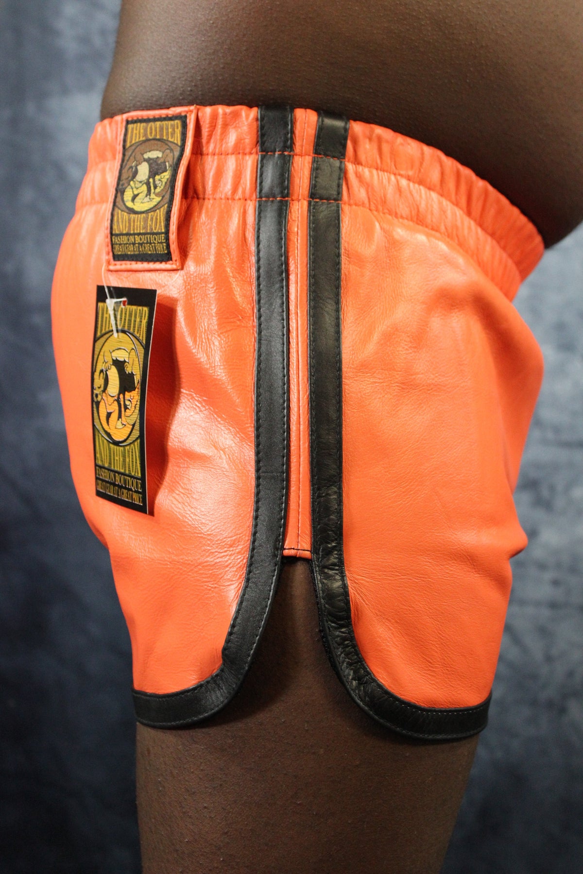 OnF Booty Shorts in Orange with Black - view 3