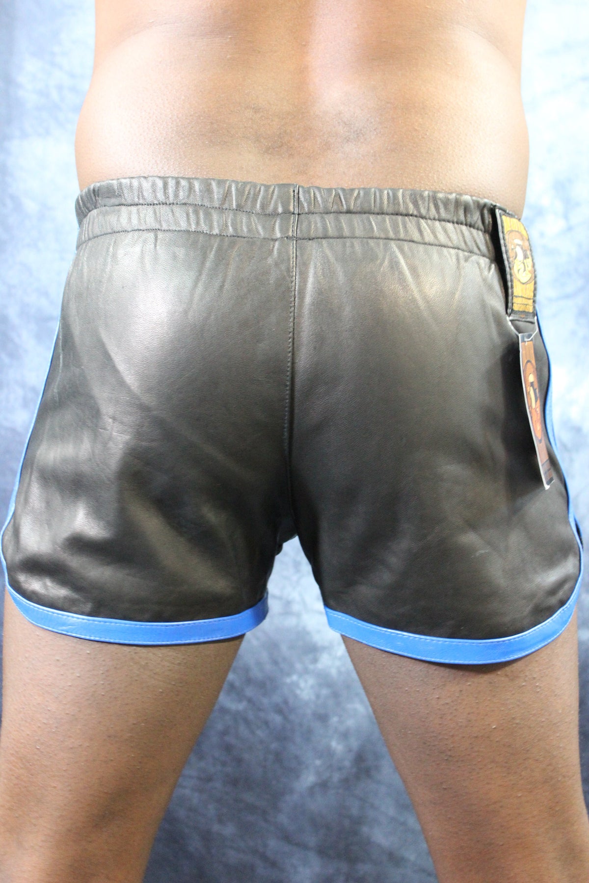 OnF Booty Shorts in Black with Blue Stripes - view 5