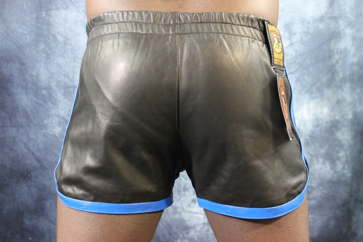 OnF Booty Shorts in Black with Blue Stripes - view 7