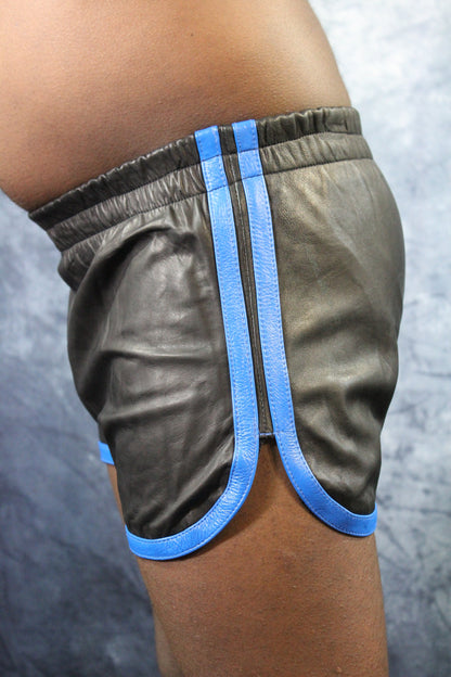 OnF Booty Shorts in Black with Blue Stripes - view 11