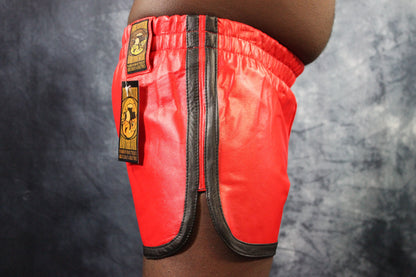 OnF Booty Shorts in Red with Black Highlights - view 5