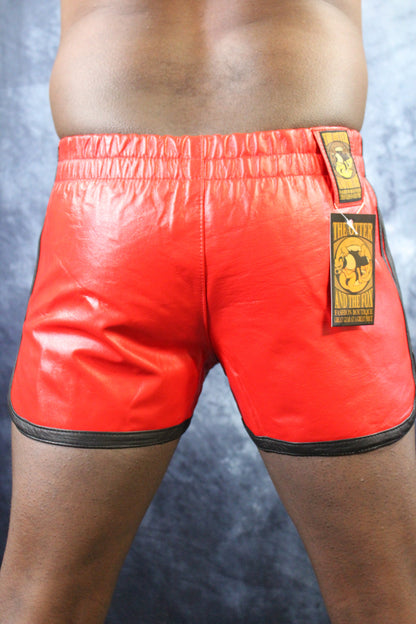 OnF Booty Shorts in Red with Black Highlights - view 8