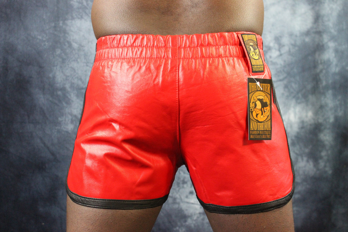 OnF Booty Shorts in Red with Black Highlights - view 9