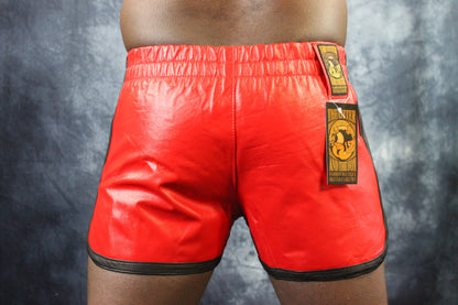 OnF Booty Shorts in Red with Black Highlights - view 9