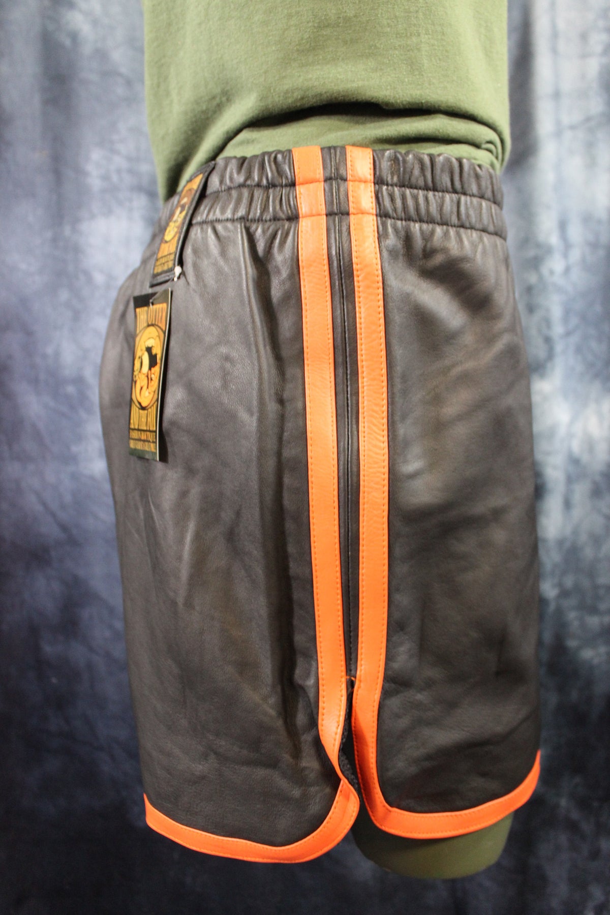 OnF Booty Shorts in Black with Orange - view 3