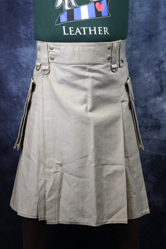 Utility Kilt in Khaki by KiltedBros - front view