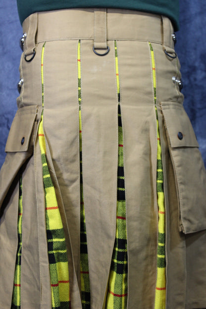 Hybrid Kilt Khaki with Macleod Of Lewis Tartan Pleats - view 2