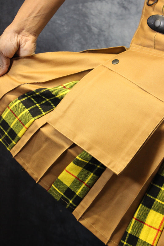 Hybrid Kilt Tan with Macleod Of Lewis Tartan Pleats - view 2