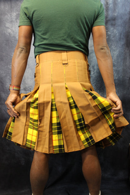 Hybrid Kilt Tan with Macleod Of Lewis Tartan Pleats - view 5