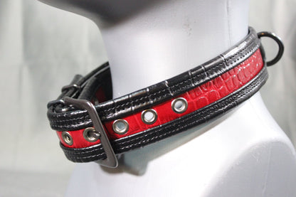 Two Tone Crocodile Print Collar - front view