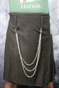 Solid Black Tartan Kilt by KiltedBros - front view