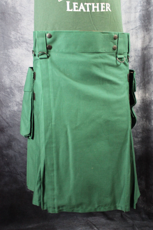 Utility Kilt in Kelly Green by KiltedBros - front view