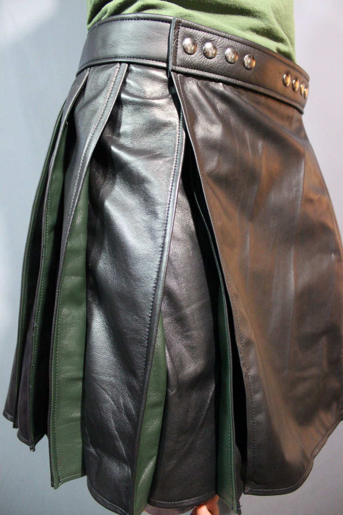 Pleated Leather Kilt - view 3
