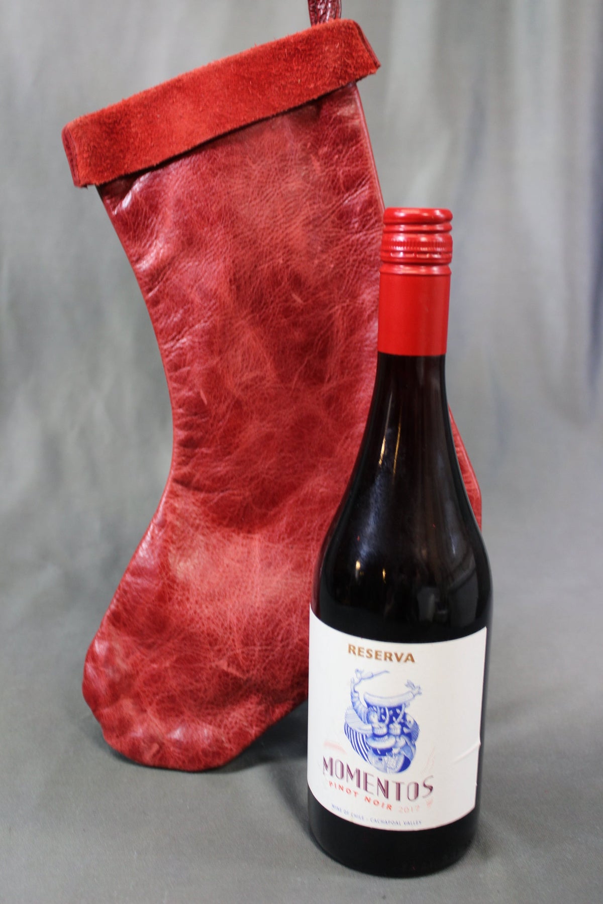 Black Leather Christmas Stocking - 100% Hand Made in the USA. Monogramming Available. - view 5