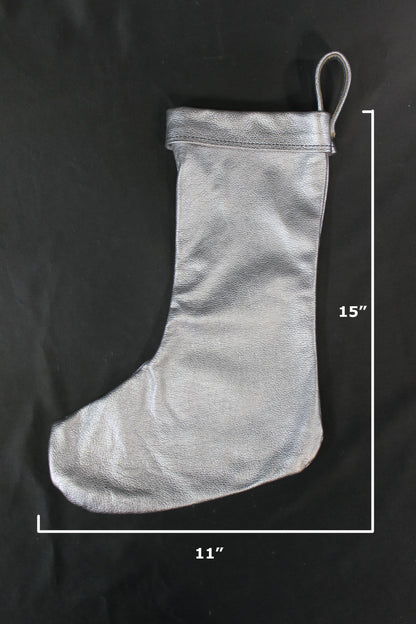 Black Leather Christmas Stocking - 100% Hand Made in the USA. Monogramming Available. - view 6