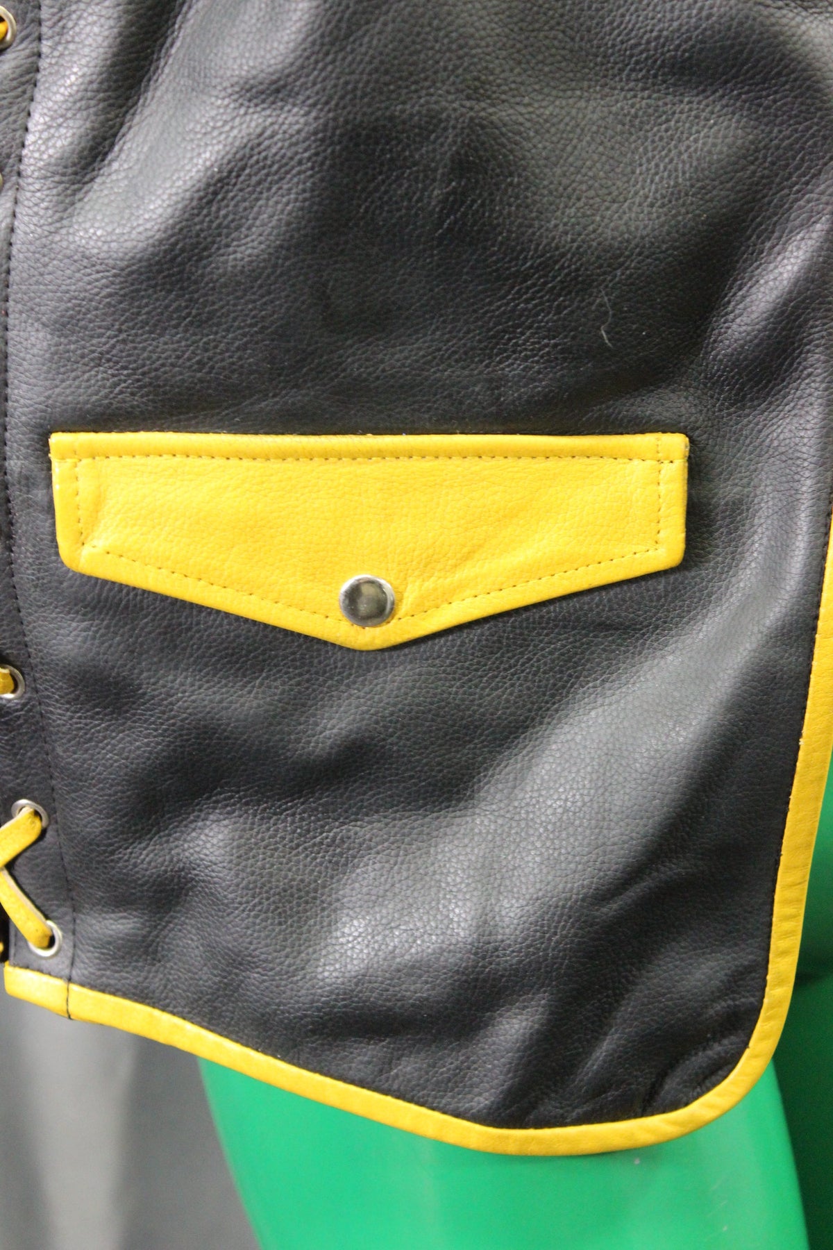 OnF Leather Bar Vest - Black with Yellow Highlights - view 13