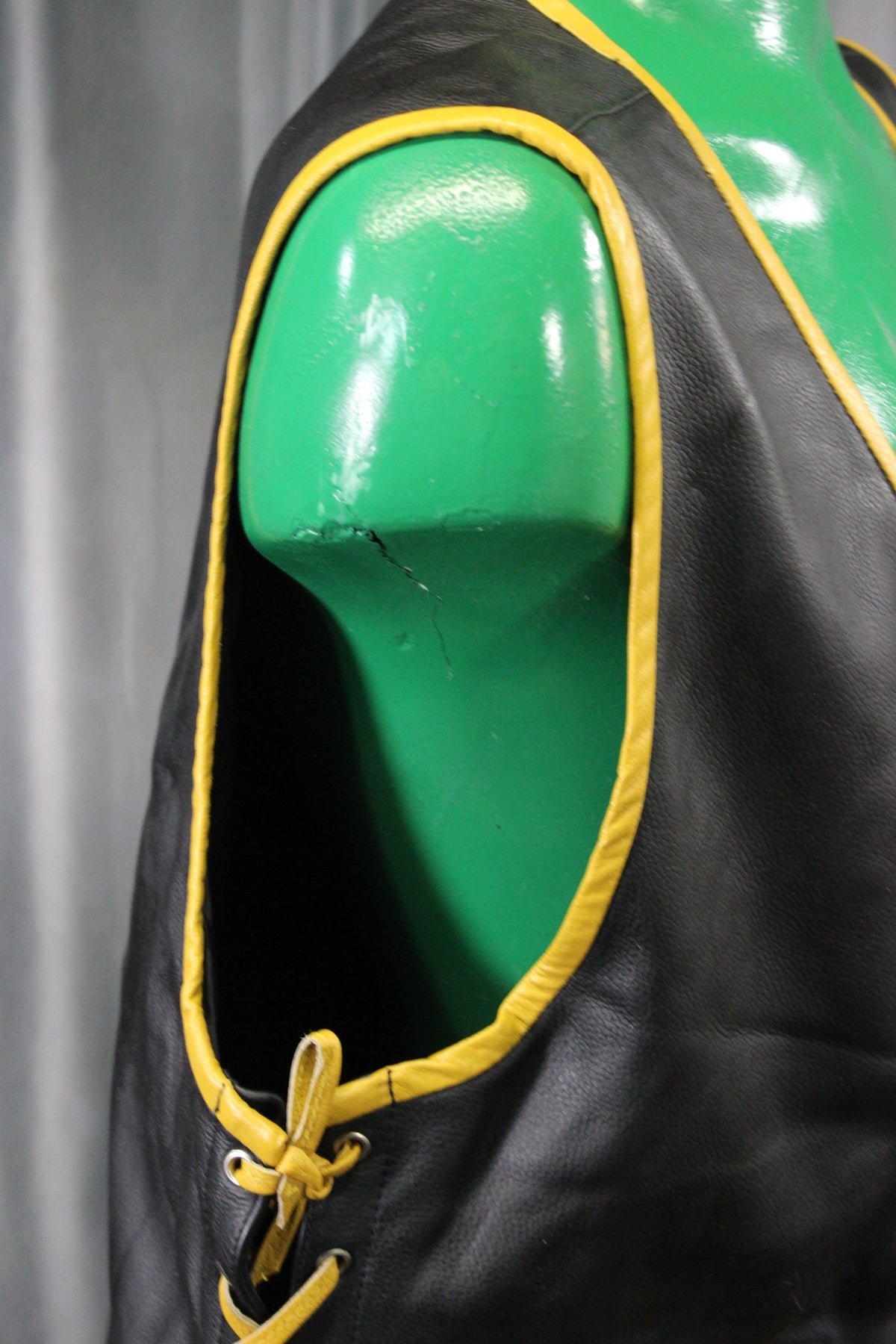 OnF Leather Bar Vest - Black with Yellow Highlights - view 15