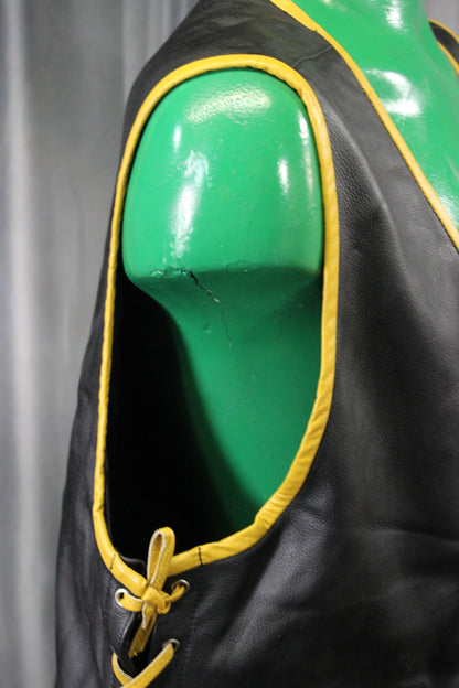 OnF Leather Bar Vest - Black with Yellow Highlights - view 15