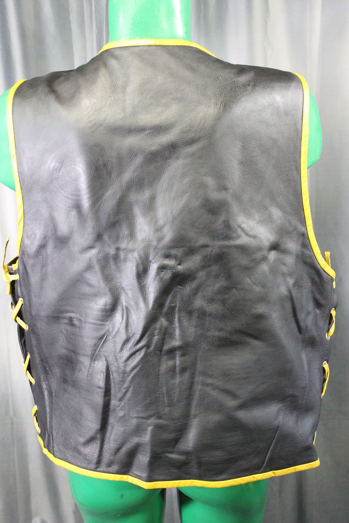 OnF Leather Bar Vest - Black with Yellow Highlights - view 3