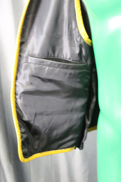 OnF Leather Bar Vest - Black with Yellow Highlights - view 6