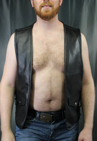 OnF Leather Bar Vest - Classic Black - front view