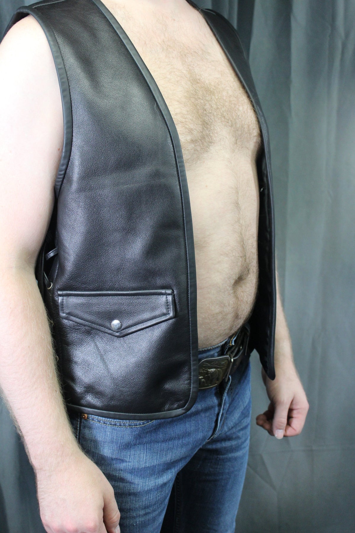 OnF Leather Bar Vest - Classic Black - view 3