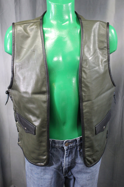 OnF Leather Bar Vest - Hunter Green with Black Highlights - view 6