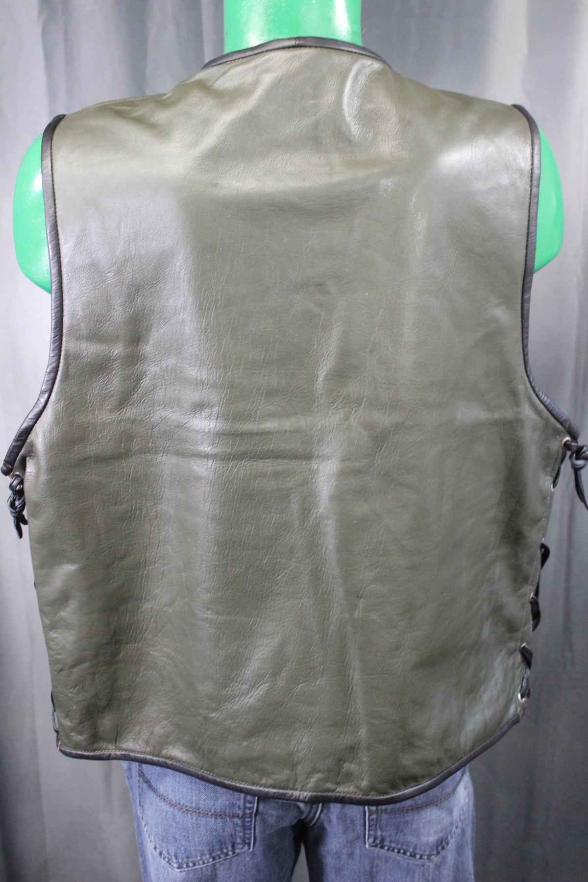 OnF Leather Bar Vest - Hunter Green with Black Highlights - view 2