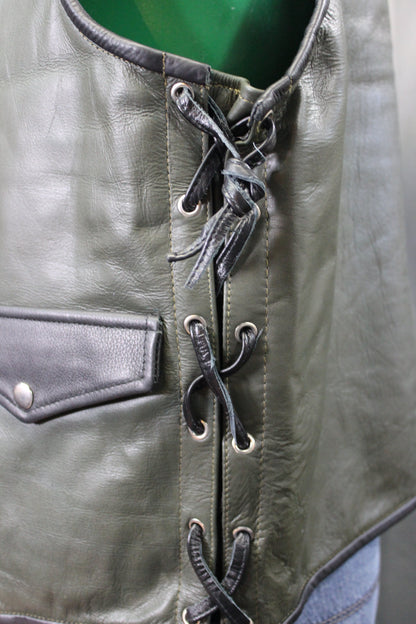 OnF Leather Bar Vest - Hunter Green with Black Highlights - view 3