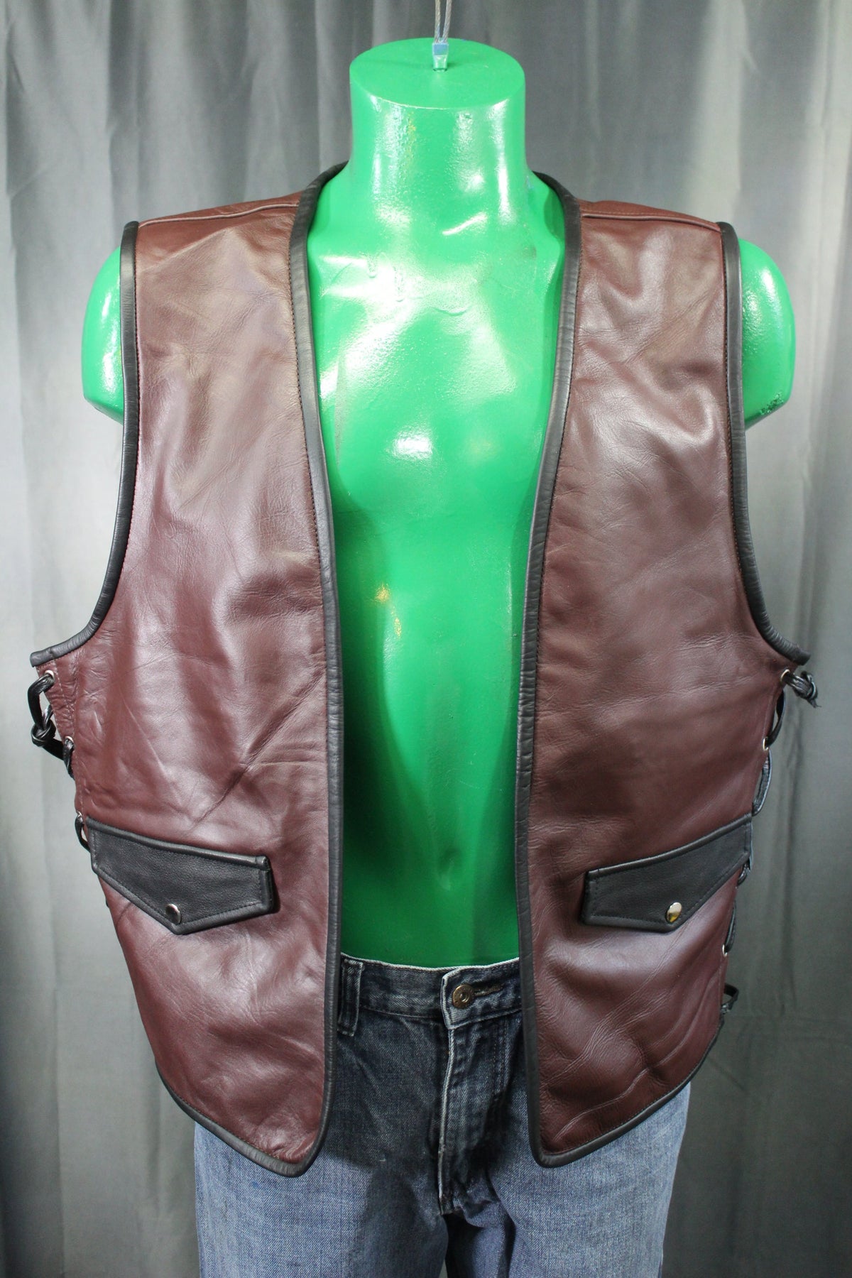 OnF Leather Bar Vest - Brown with Black Highlights - view 5