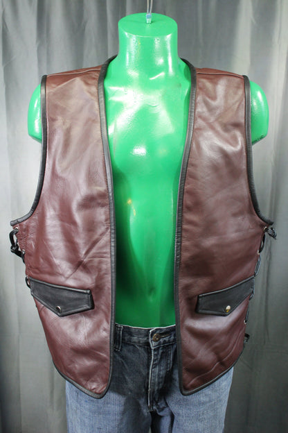 OnF Leather Bar Vest - Brown with Black Highlights - view 5