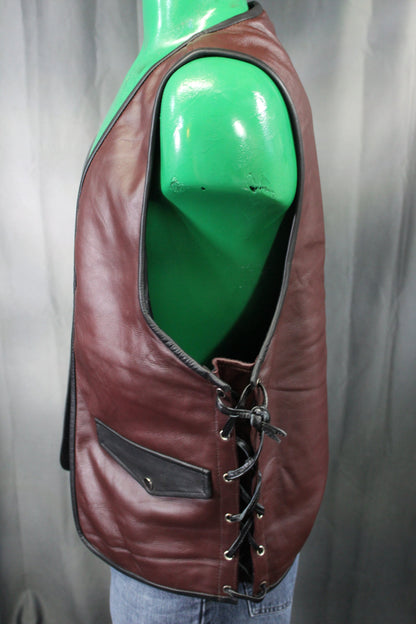 OnF Leather Bar Vest - Brown with Black Highlights - view 6