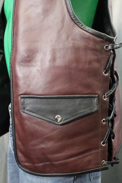 OnF Leather Bar Vest - Brown with Black Highlights - view 4