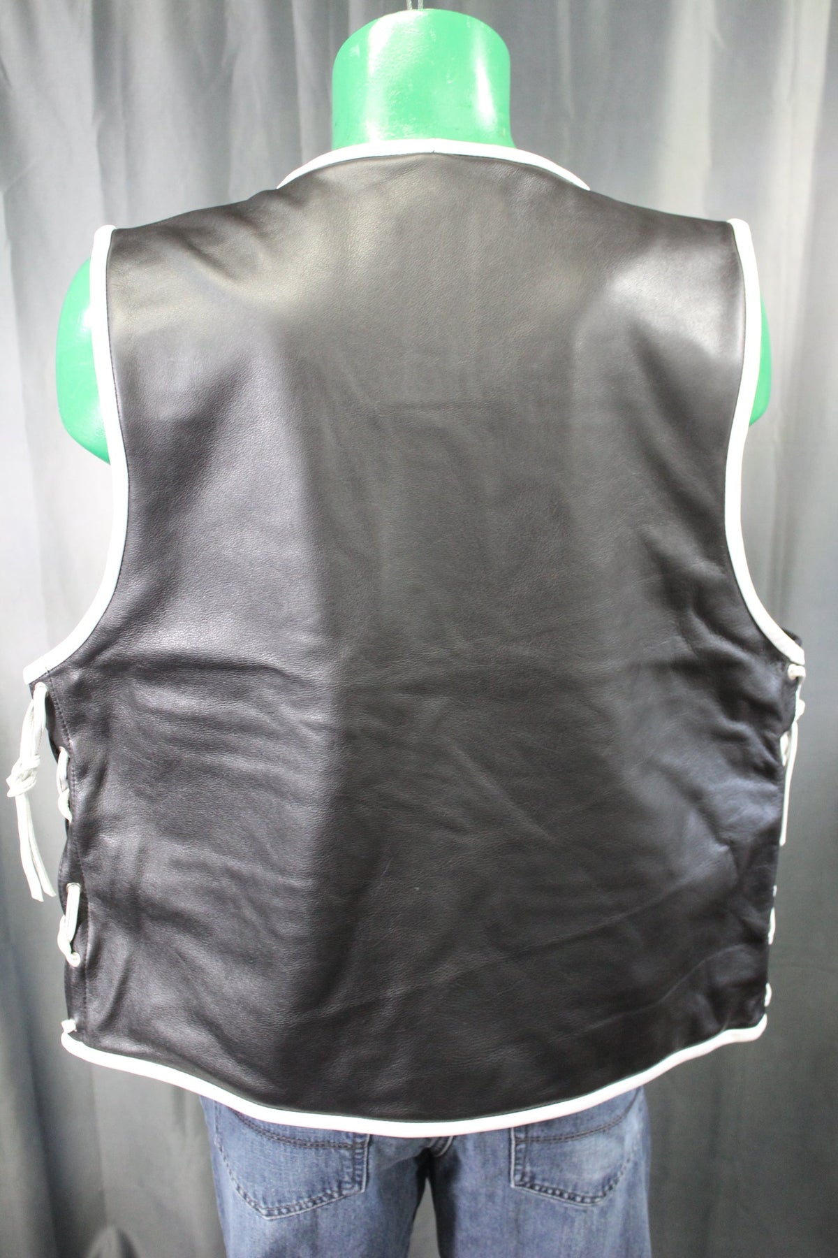 OnF Leather Bar Vest - Black with White Highlights - view 3