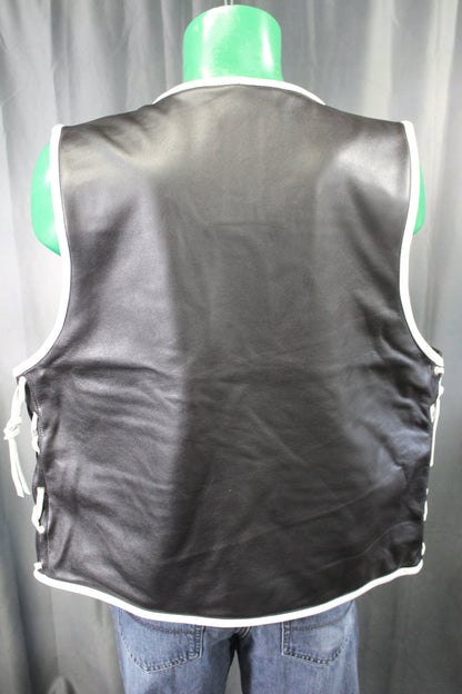 OnF Leather Bar Vest - Black with White Highlights - view 3