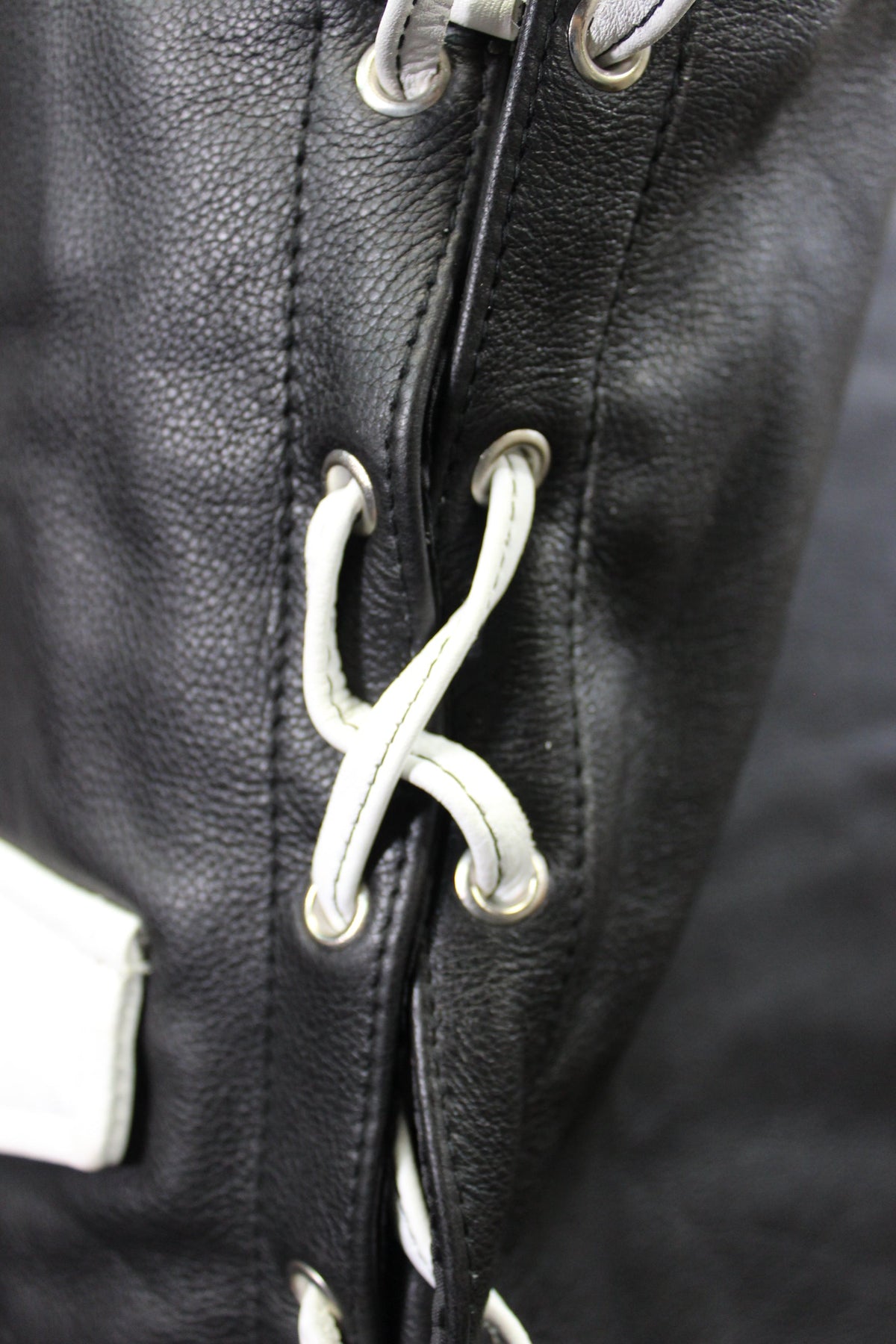 OnF Leather Bar Vest - Black with White Highlights - view 4