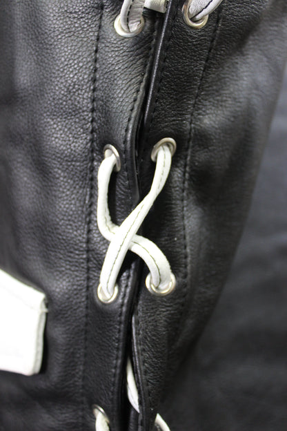 OnF Leather Bar Vest - Black with White Highlights - view 4