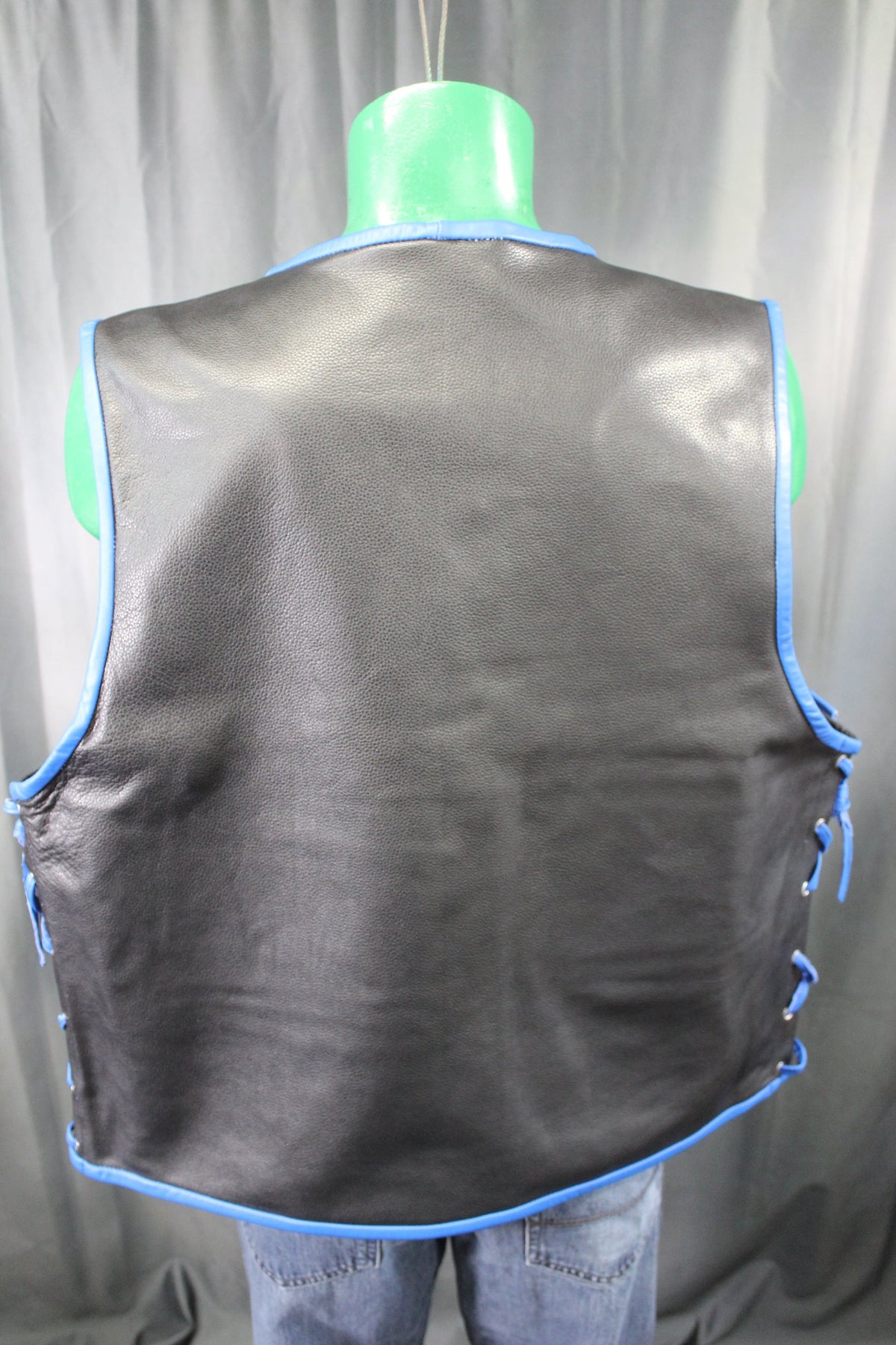 OnF Leather Bar Vest - Black with Blue Highlights - view 2
