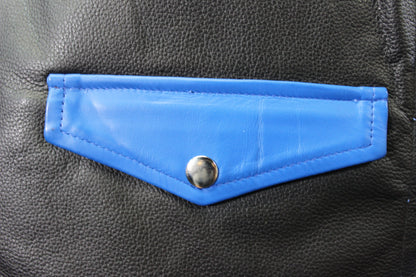 OnF Leather Bar Vest - Black with Blue Highlights - view 4