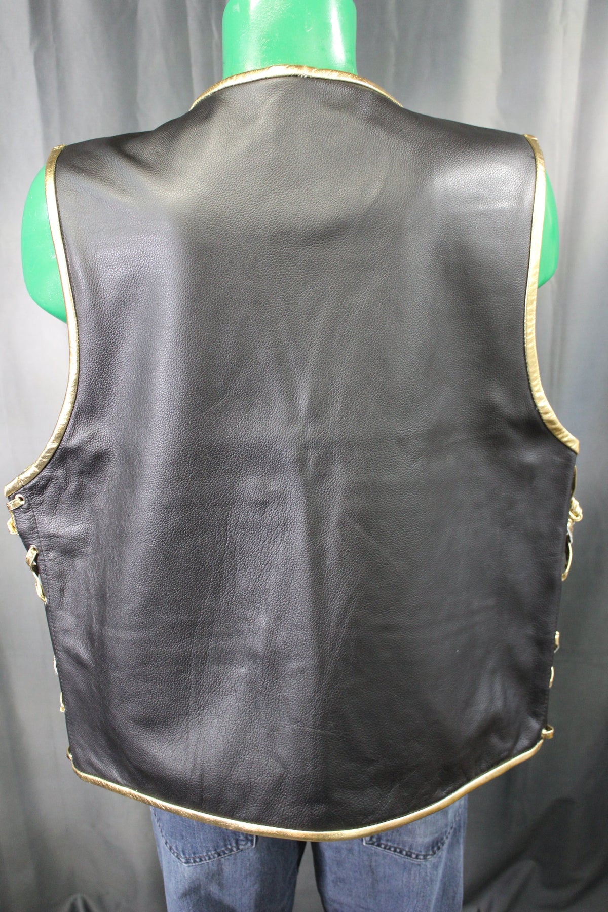 OnF Leather Bar Vest - Black with Gold Highlights - view 3