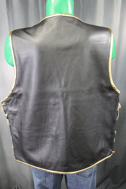 OnF Leather Bar Vest - Black with Gold Highlights - view 3