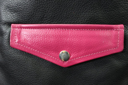 OnF Leather Bar Vest - Black with Pink Highlights - view 5