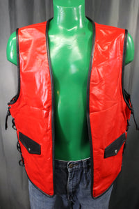 OnF Leather Bar Vest - Red with Black Highlights - front view