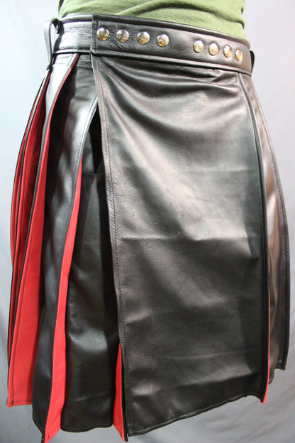 Pleated Leather Kilt - front view