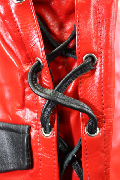 OnF Leather Bar Vest - Red with Black Highlights - view 3