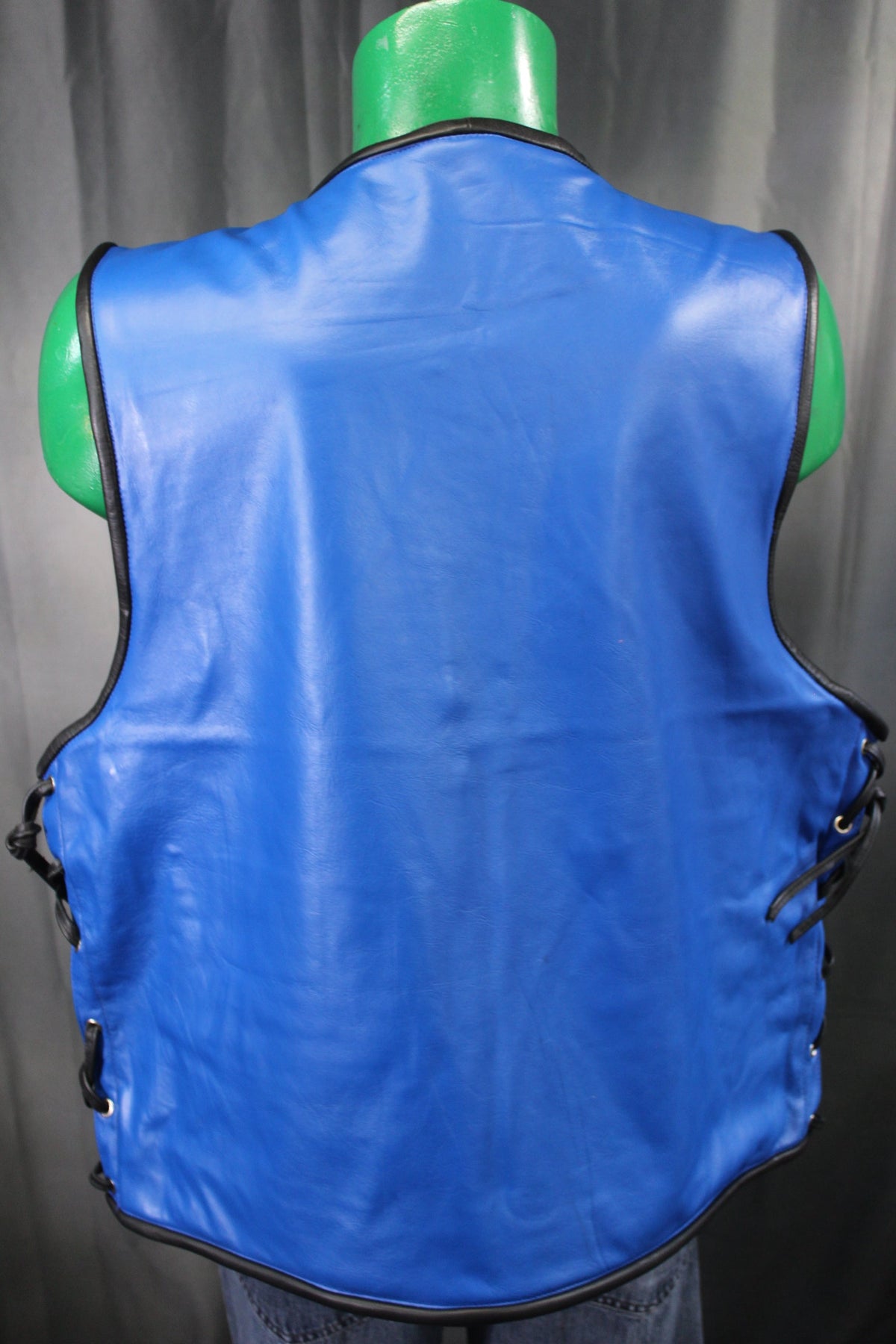 OnF Leather Bar Vest - Blue with Black Highlights - view 3
