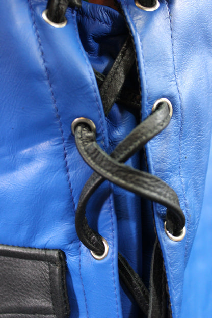 OnF Leather Bar Vest - Blue with Black Highlights - view 4