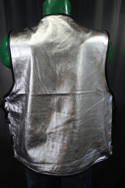 OnF Leather Bar Vest - Silver with Black Highlights - view 3
